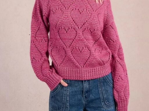 Jersey en punto calado con corazones