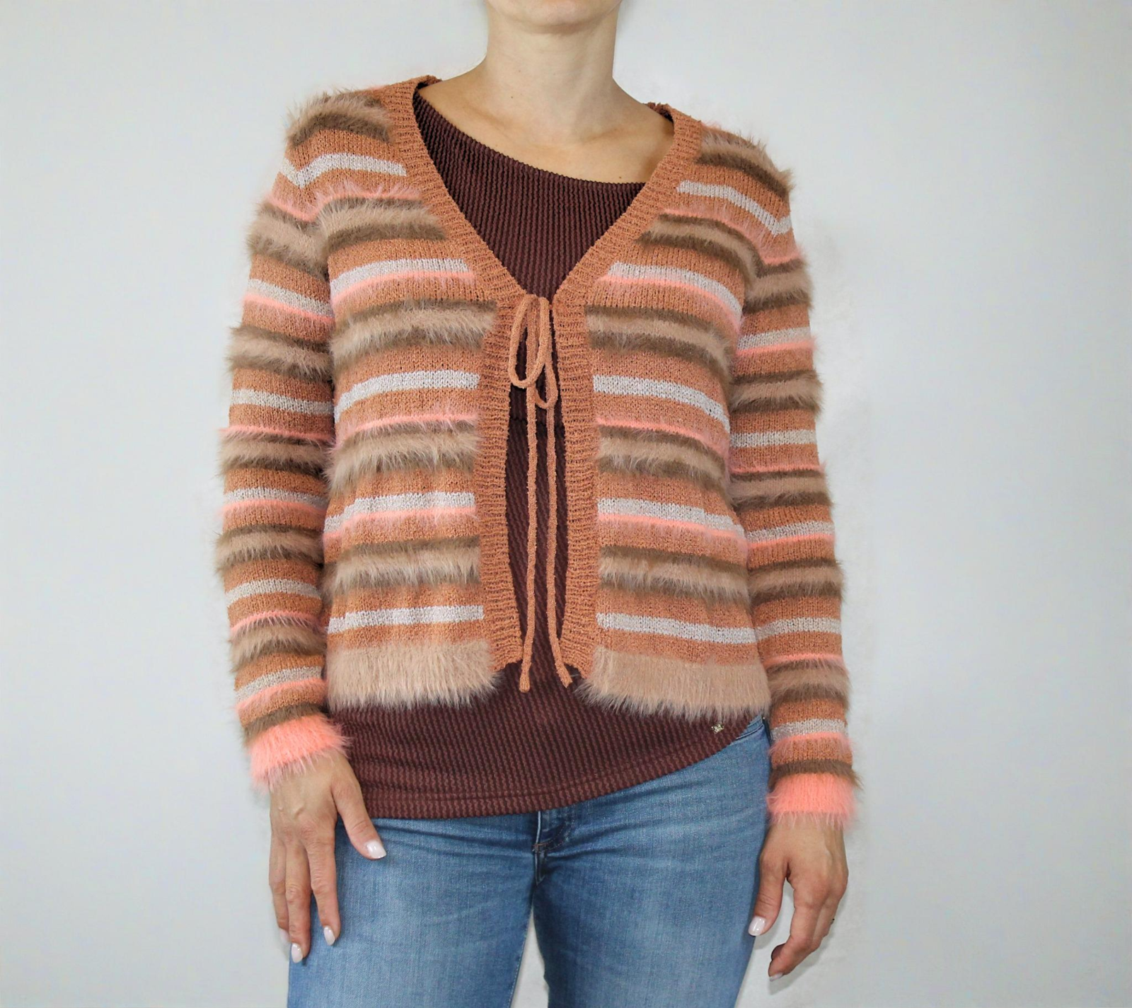 Chaqueta de punto efecto pelo