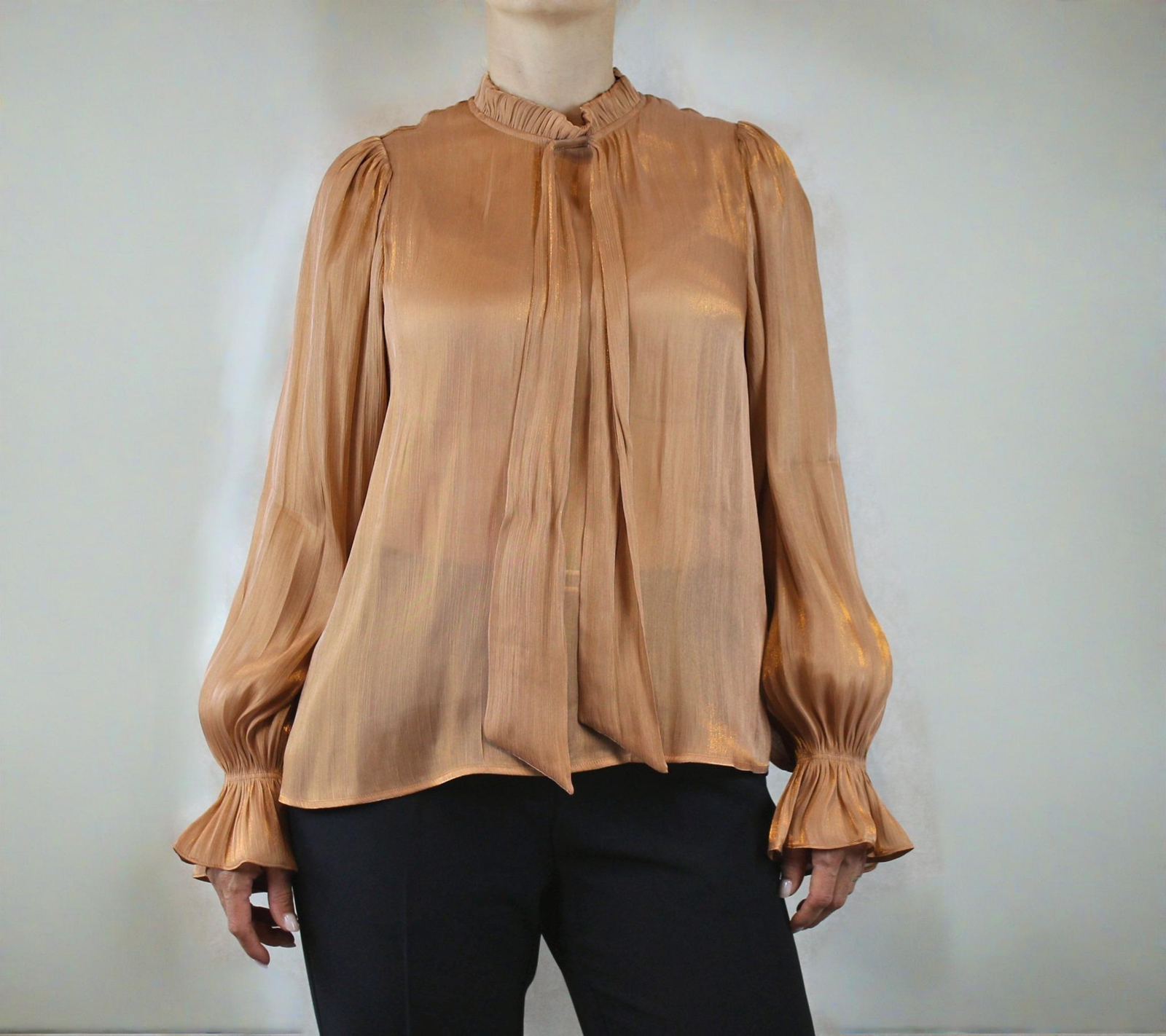 Blusa satinada de manga larga - Imagen 2