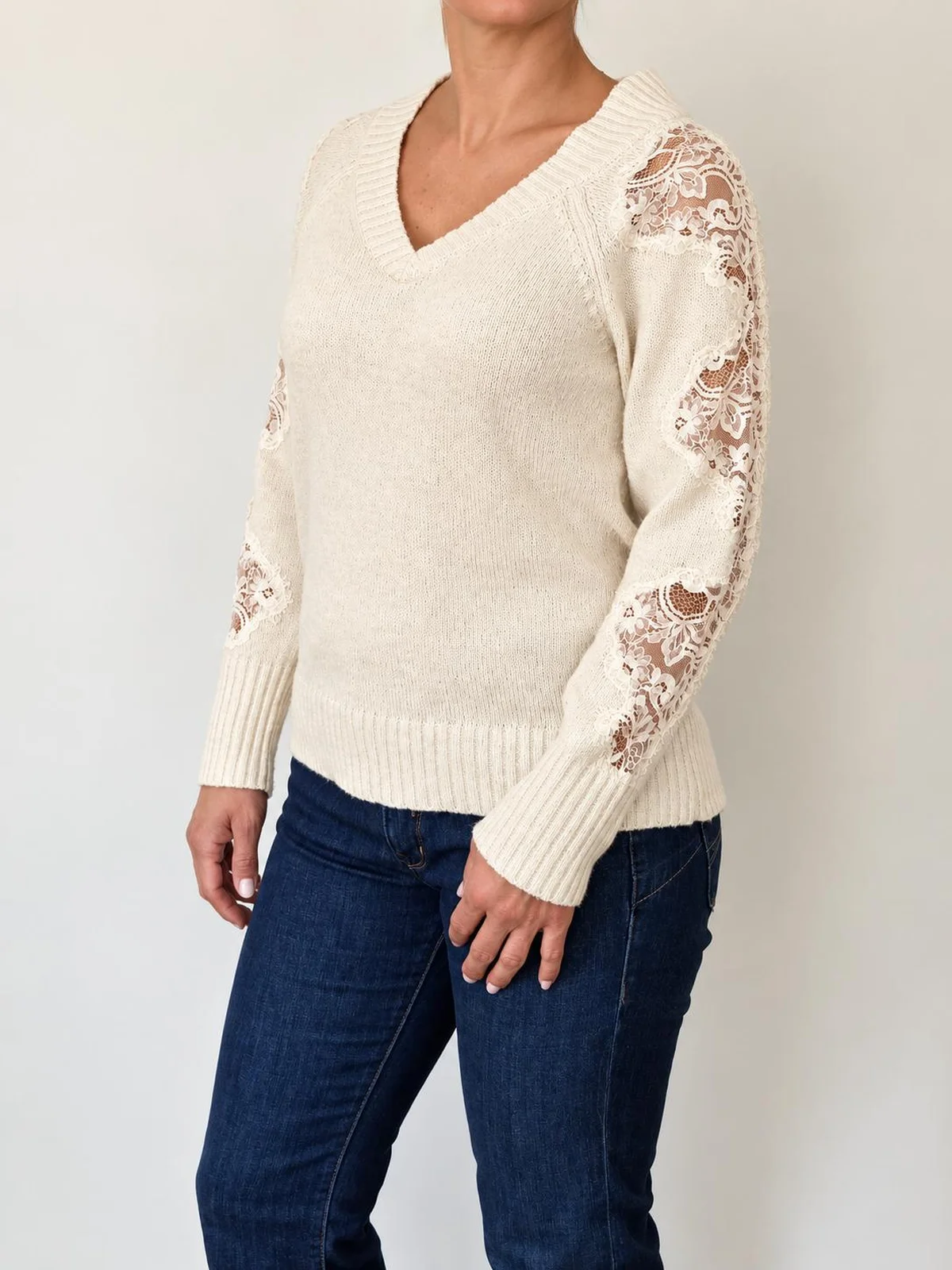 Jersey con encaje floral