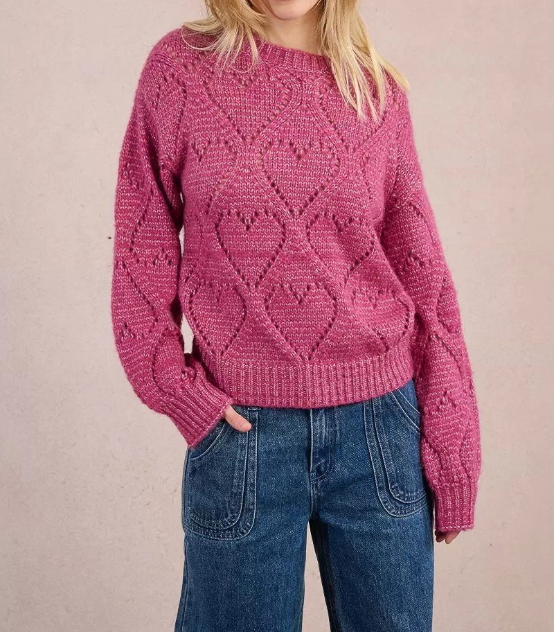 Jersey en punto calado con corazones