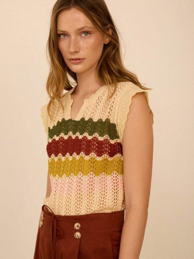 TOP CALADO CON FRANJAS