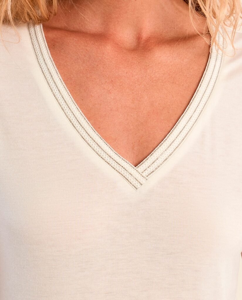 Camiseta manga corta detalle cuello IV