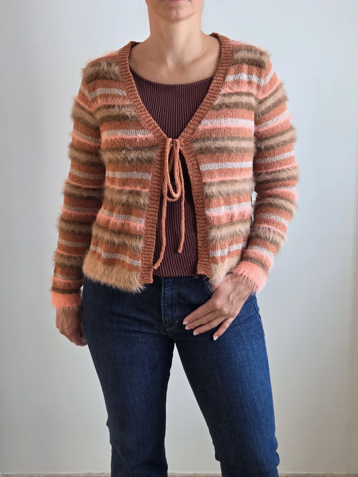 Chaqueta de punto efecto pelo